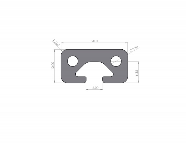 Aluminiumprofil 20x10 Nut 5 I-Typ